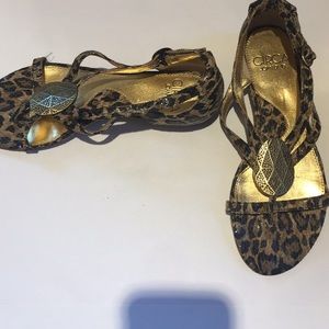 Circa Joan and David leather leopard sandal.